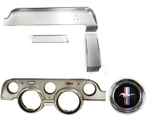 Instrument Bezel & Dash Trim Kit Aluminum / Deluxe W/ Emblem, 1967 Mustang - Foto 1 di 2