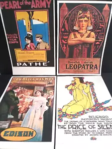 Cut Photo Lot of 1910s Movie Posters from 1974 Book (Qty 4 Pages) w/ Cleopatra - Picture 1 of 7