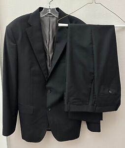 DKNY "Derek" Men's Modern Fit Wool & Mohair 2 Pc Suit Black - 42R, 34 pants