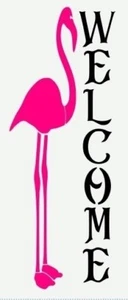 Stencil Welcome Insegna Verticale Fenicottero Ocean Bird Portico Tropical Seahore Beach - Foto 1 di 1