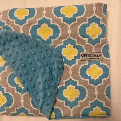 Cubierta de toldo de asiento de coche bebé niño niña amarillo azul gris blanco 38”x27” LIMPIA Foto 1 de 4