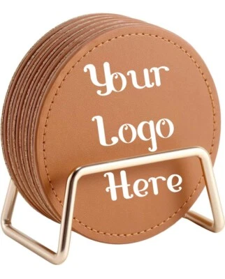 POSAVASOS CASEGRACE DE CUERO GRABADOS PERSONALIZADOS CON SOPORTE DE METAL **JUEGO DE 6** Foto 1 de 4