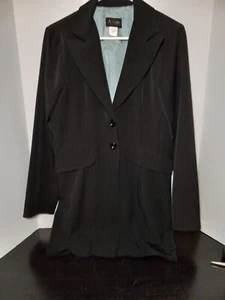 A-List Womens Black Blazer Suit Jacket 11 Fitted Style Long Business By Wrapper - Picture 1 of 24