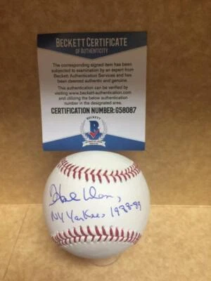HAL MORRIS NY YANKEES 1988-89 SIGNED AUTOGRAPHED M.L. BASEBALL BECKETT G58087 - Image 1 of 2