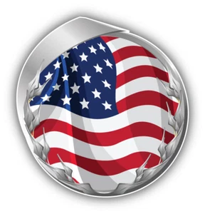USA Flag Silver Vinyl Sticker Car Bumper Decal - Picture 1 of 1