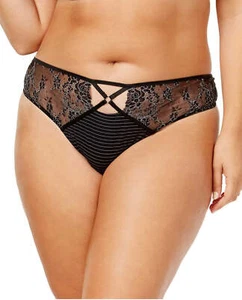 Ashley Graham Plus Crisscross Keyhole Lace Thong Panty Black 1X NWT! $30 - Picture 1 of 1