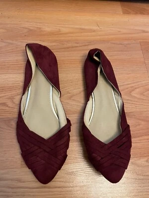 Zapatos planos de ballet cómodos informales Ollio para mujer talla 9 rojo borgoña estilo trenza Foto 1 de 4