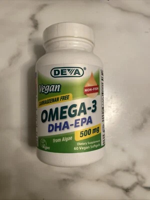 DEVA VEGAN DHA-EPA 500 MG POTENCY (CARRAGEENAN-FREE) 60 SOFTGELS - Image 1 of 3