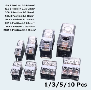 IN Wiring Terminal Base Box 1/2/3Position 20~240A Card Guide Rail Type Wire Post - Picture 1 of 15