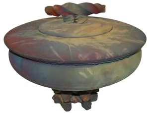 Olla Raku con Tapa Artista Firmada 14 1/2" x 8" M4578 - Imagen 1 de 12