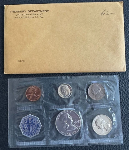 1962 U.S. Mint Proof Set - 5 Coins Sealed w/Envelope Cover