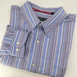 Bobby Jones Men's Golf Shirt Blue Striped Long Sleeve Button Up Dress XL - Picture 1 of 6