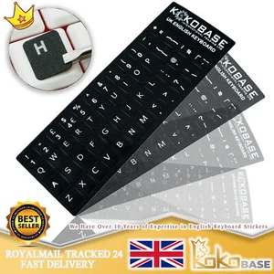 Kokobase® UK English Keyboard Stickers Self-Adhesive QWERTY Labels Easy Keyboard - Picture 1 of 5