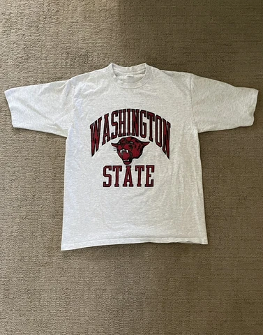 Vintage 90’s Washington State Cougars WSU XL Football Gray Shirt Single Stitch Cover