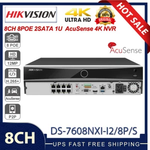 HIK AcuSense 12MP 8CH 8POE 4K 2SATA NVR DS-7608NXI-I2/8P/S CCTV  Video Recorder - Picture 1 of 12