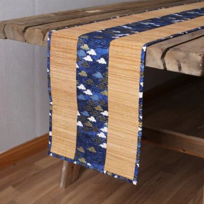 Japanese Table Runner Bamboo Weave Table Cloth Tea Mat Non-Slip Home Decor - Image 1 of 4