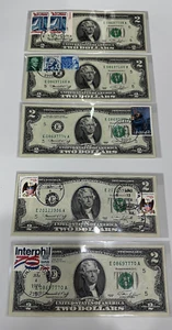 1976 Jefferson Two Dollar $2 Bill FIRST with STAMP UNC 5qty - Picture 1 of 7