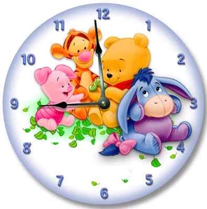Silent Wall Clock Nursery Decor Children's Kids BABY POOH BEAR BLUE Clocks 7195 - Picture 1 of 10