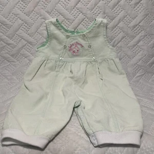Vintage Corduroy Bubble Romper Mint Green Unisex Baby 3-6 Months Pink Baby Bunny - Picture 1 of 9