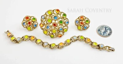 Joyería Vintage Tono Dorado SARAH COVENTRY Luna Lites Pulsera Broche Conjunto Foto 1 de 4