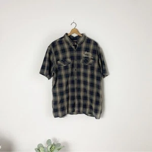 Harley Davidson Men's Size:Large Black & Brown Plaid Button Down Shirt - Picture 1 of 8