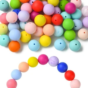50Pcs 20mm Round Silicone Loose Beads for Necklaces Bracelets Keychains Lanyards - Picture 1 of 7