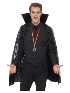 Vampire Cape Adults Black 114cm Long Gothic Fancy Dress Accessory - Picture 1 of 1