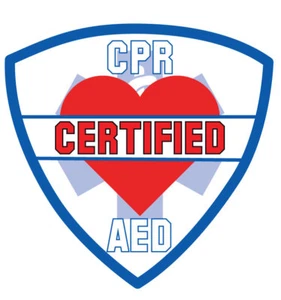 REFLECTIVE CPR AED CERTIFIED FIRE HELMET STICKER 2" - Picture 1 of 1
