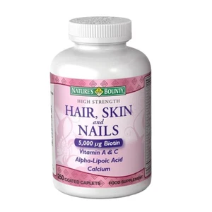 Nature's Bounty Hair Skin Nails High Strength 5000 Ug Biotin 250 Caplets UK - Picture 1 of 2