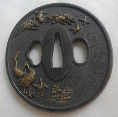Japanese antique bronze? sword guard TSUBA Refinished beautiful SAMURAI Habaki - Image 1 of 4