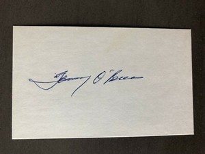 Pittsburgh Pirates / Boston Red Sox TOMMY O'BRIEN autographed 3x5 Index Card