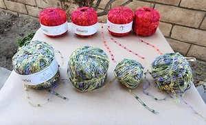 LOT balls Trendsetter Binario Ladder Yarn Color 103 Red / Moss & Lilac 118 - Picture 1 of 18