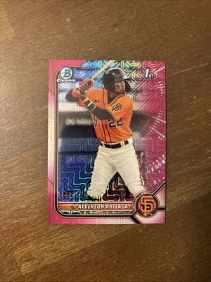 2022 Bowman Chrome “Fuchsia MOJO Refractor” Aeverson Arteaga Rookie Card #BCP-82 - Image 1 of 4