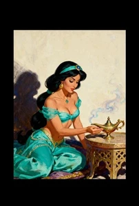 Tarjeta ACEO Fan Art 2.5x3.5 Brillante Waifu Belleza Edición Limitada Princesa Jazmín Retro - Imagen 1 de 1