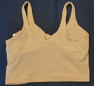 NWT Lululemon Size 12 Align Tank Crop Built In Bra SHOK Sheer Oak Tan $68 - Picture 1 of 8