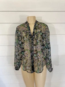 Neu Zara Woman mehrfarbig Paisley Blumen halbtransparent Top Bluse Größe M Y781A - Bild 1 von 20