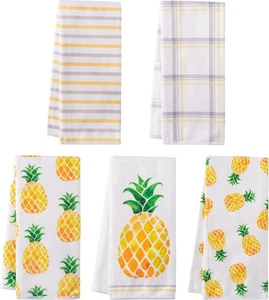 R HORSE 5Pcs Pineapple Kitchen Dish Towel Set Fruit Theme Absorbent Drying Cloth - Picture 1 of 7