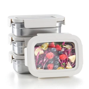 Stainless Steel Snack Food Storage Container with Lids 4PCS 22.8OZ Leak Proof... - Picture 1 of 8