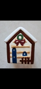 Keramik Schnee Scheune Kerzenhalter 4" nie benutzt - Bild 1 von 8