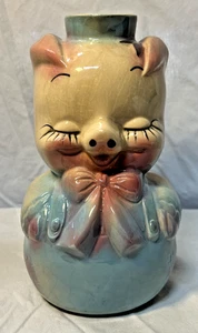 Leeds Schnaps Schwein Dekanter rosa blau Milchkännchen ohne Korken anthropomorph Vintage Rumpf - Bild 1 von 8