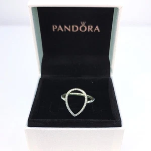 Anillo Lágrima Abierta Pandora Plata Esterlina Halo Transparente Pavé Circonita Cúbica - Imagen 1 de 8