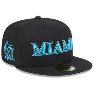 Men's New Era Black Miami Marlins 2025 City Connect 59FIFTY Fitted Hat - Picture 1 of 5