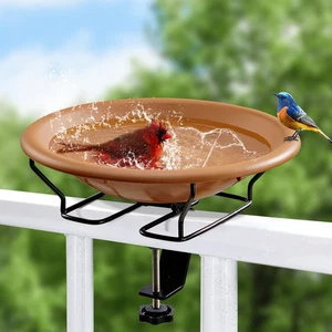 Deck Mounted Bird Bath Detachable Birdbath Bowl with Clamp for Garden Yard - Picture 1 of 9