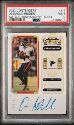 2022 Panini Contenders #114 Desmond Ridder Auto Championship Ticket RC /49 PSA 9 - Image 1 of 2
