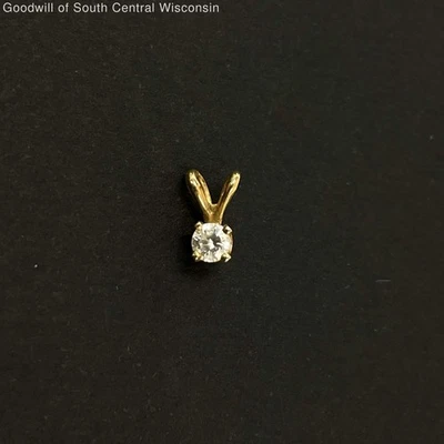 Delicado colgante de oro amarillo de 14K con piedra circonita transparente, 0,28 g Foto 1 de 4