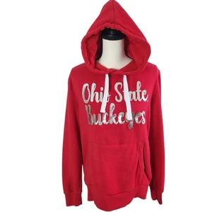 Sudadera con capucha para mujer Ohio State Buckeyes talla M roja lámina plateada letras elevadas 3D - Imagen 1 de 13