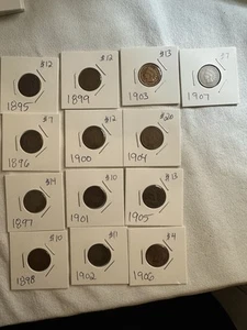 Indian Head Penny Collection 1895 To 1907 - Picture 1 of 16