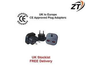 3x UK To EU Euro Europe European Travel Adaptor Plug 3 Pin Adapter (Black) - Picture 1 of 6