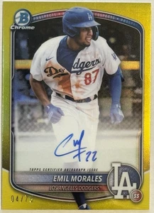 EMIL MORALES 2025 Bowman Chrome Yellow Refractor Auto #CPA-EMO Dodgers #/75 - Picture 1 of 2