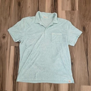 Marine Lagenlook Kurzarm Frottee Solid Poloshirt Herren L Blau Huckberry - Bild 1 von 10